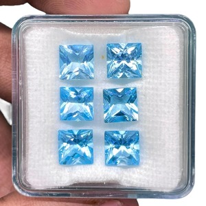 Topaze bleu ciel naturelle 7x7mm taille princesse, pierre précieuse en vrac, lot de topazes de haute qualité - Product Image 4