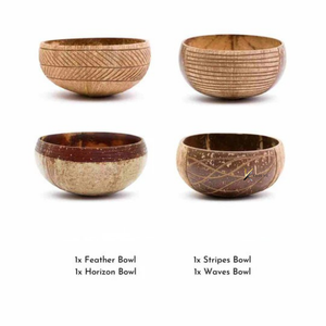 Artesanía Vietnamita 100% Ecológica, Tazón de Cáscara de Coco Reciclada con Diseño de Hojas Bohemio Vintage, KV NATURAL HOME para Frutas - Product Image 1