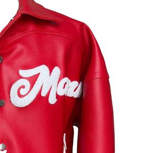 Chaqueta Varsity de Béisbol para Hombre, Personalizada con Logotipo Bordado en Chenille, de Cuero Genuino - Product Image 3