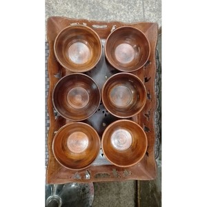 Juego de Fruteros Ovalados de Madera de Sheesham con Incrustaciones de Latón - Fruteros Decorativos de Madera al por Mayor - Product Image 2