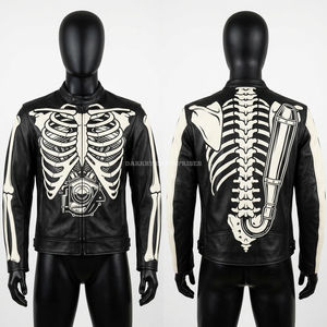 Custom Wholesale Men <b>Racing</b> Leather <b>Jacket</b> Genuine Cowhide Motorcycle Protective Gear Retro Biker Outerwear Streetwear Vendor - Product Image 4