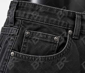 Jean en denim délavé foncé pour homme, broderie vintage, coupe large décontractée, taille mi-haute, style streetwear, idéal pour l'été - Product Image 6