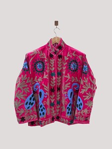 Veste en velours brodée à la main, col mandarin, manches longues, motif floral, taille plus, style blouson pour femmes, automne - Product Image 1