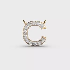 Pendentif C en forme de cœur en diamant, vente en gros, nouveau design personnalisé unique, breloques lettres, pendentif alphabet amour en argent, diamant Moissanite VVS - Product Image 1