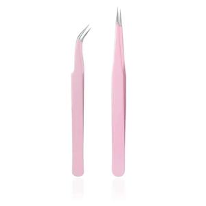 Pink Precision Eyelash Tweezers Stainless Steel Smooth Tip For Eyelash <b>Extension</b> - Product Image 1