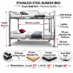 Lit superposé en acier inoxydable, lits superposés abordables, lits superposés doubles durables, lit superposé en métal, fabricant de lits superposés, lit superposé avec escalier - Product Image 3