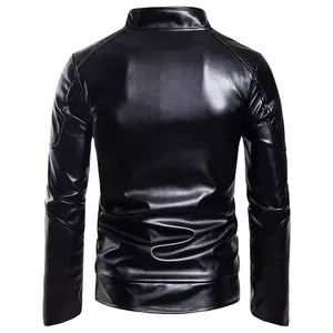 Veste de motard décontractée RNSHANGER, style baseball, en PU souple, col rabattu, fermeture éclair, respirante, pour homme - Product Image 2