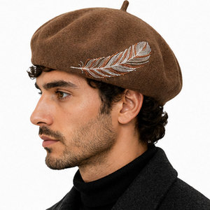 Soft Merino Wool <b>Beret</b> Hat French Inspired Felt Hat with Decorative Embroidery for Everyday Casual Outfits - Product Image 4