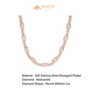 Rose Gold Heart Link Moissanite Necklace Luxury Corazon Brillante Fashion Jewelry Romantic Gift For Women - Product Image 6