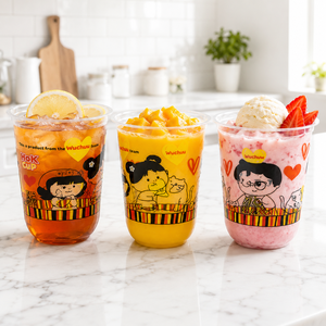 Kawaii printed Food Graded U-Shape 92 mm <b>Plastic</b> PP Polypropylene <b>Cup</b> 14 Oz for Beverage Use - Product Image 3