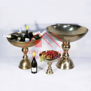 Grand bol en aluminium sur piédestal pour centre de table de mariage, base de seau à glace pour boissons en métal nickelé - Product Image 3