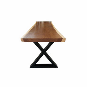 Banco de Madera Natural con Borde Natural de Suar/Monkey Pod, Patas de Metal, Madera Maciza, Duradero, Moderno, Ecológico, Diseño Plegable, para Sala de Estar - Product Image 2