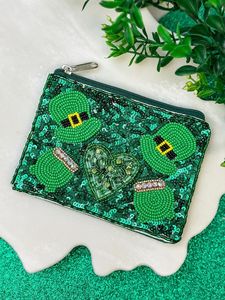 Handcrafted hand made beautiful stylish trendy looking beaded Game Day Festival Touch Down <b>coin</b> <b>pouch</b> women party gifting <b>pouch</b> - Product Image 3
