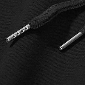 Sudadera con Capucha Negra para Hombre, Corte Holgado, Color Sólido, Estilo Casual para Otoño, 100% Algodón, Tejido de Felpa, Manga Larga, Diseño con Bolsillos - Product Image 6
