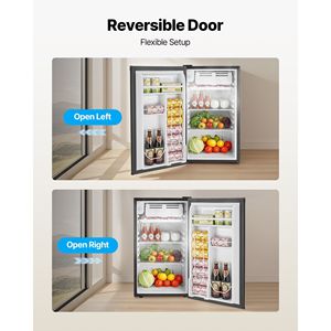Mini 3.2 Cu.Ft porta singola reversibile frigorifero compatto a temperatura regolabile ad alta efficienza energetica ripiano in vetro a basso rumore nero - Product Image 6
