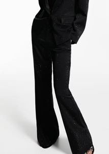 Black Wide Leg Trousers With <b>Sequined</b> Embroidery High Waist Elastic Closure Men's Smart Casual <b>Pants</b> Autumn Style - Product Image 3