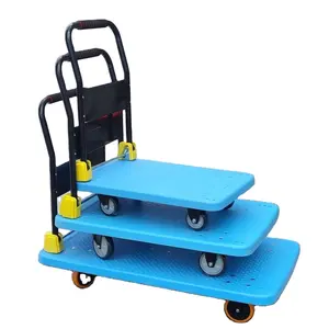 200kg Heavy Duty Flatbed Portable Push Carts Trolleys Foldable Trolley Pulling Cargo Trailer Food Pallet Small Cart