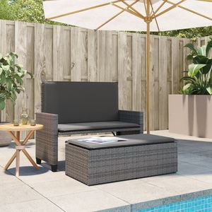 Banc de patio en rotin poly gris avec coussins et repose-pieds - Product Image 3