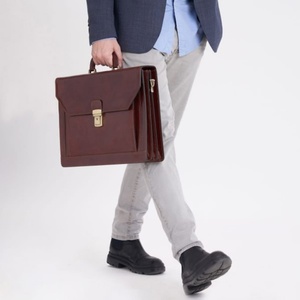 Classic Brown Leather Office <b>Bag</b> for Men Stylish Executive <b>Laptop</b> Briefcase Messenger Satchel with Durable Buckle Closure - Product Image 3
