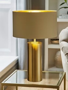 Lámpara de Mesa LED Moderna con Acabado de Latón, Pantalla de Tela Blanca, Alimentación por CC, Lámpara de Pie para Dormitorio, Hogar u Hotel - Product Image 5