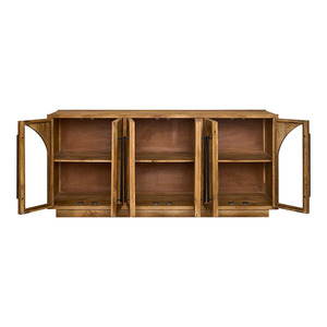 Handmade Rustic Antique Mango Wood <b>Sideboard</b> with Arched Doors <b>Metal</b> Handles and Glass Door for Living Room Furniture - Product Image 4