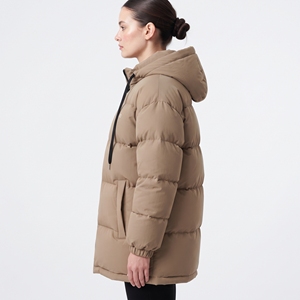 Veste matelassée à capuche pour femme, long manteau d'hiver épais et chaud, couleur unie, manches longues, rembourrage en polyester - Product Image 6
