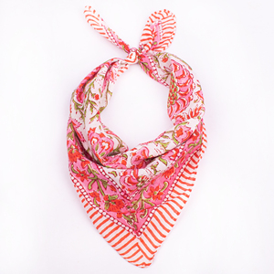 Organic Cotton Square Bandana Floral Pattern Pink <b>White</b> Casual Summer Scarf Multifunctional Lightweight <b>Wrap</b> - Product Image 3