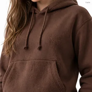 Chocolate Brown Women's Oversized <b>Sleep</b> Mask Hoodie Soft Fleece Pullover Kangaroo Pocket Drawstring Hood Casual <b>Lounge</b> Wear - Product Image 5