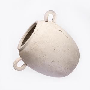 Vase en travertin fait main avec anneaux latéraux 10x9, vase en pierre naturelle, décoration rustique en marbre pour salon, entrée, bureau - Product Image 2