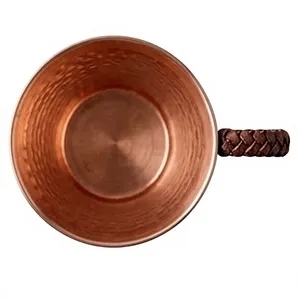 Mug en cuivre artisanal martelé conique avec poignée tressée de luxe, tasse à cocktail haut de gamme, vaisselle de qualité supérieure, martelé à la main avec de magnifiques bosses. - Product Image 6