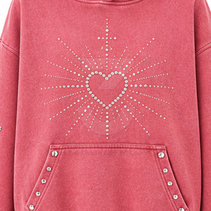 Sudaderas con Capucha de Invierno para Mujer, 100% Algodón, con Pedrería y Logotipo Frontal, Servicio OEM/ODM y Marca Privada - Product Image 5