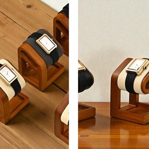 Soporte de Madera Geométrico de Lujo para Reloj, Moderno y Minimalista, para un Solo Reloj, con Acabado Premium en Nogal - Product Image 4