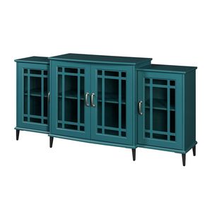 Mueble para TV de 62 Pulgadas en Azul Verde Azulado, Elegante Aparador con Gabinete Lateral - Product Image 4