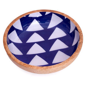 Bol de service en bois de manguier fait à la main avec impression émaillée, bol décoratif alimentaire pour fruits secs, chips, décoration de cuisine et de maison, vente en gros - Product Image 2