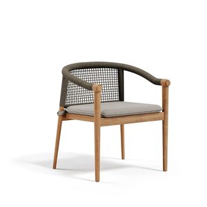 Fauteuil de salle à manger d'extérieur en teck massif naturel, écologique, avec dossier, design moderne et léger, pour restaurant, café, mobilier - Product Image 4