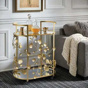 Chariot de service hôtelier en métal fait main de qualité supérieure avec roues de qualité commerciale, cadre en acier durable, grande capacité de rangement et design élégant - Product Image 1
