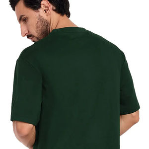 Camiseta Oversize Negra de Algodón Grueso Personalizada al por Mayor para Hombre, Estilo Vintage con Cuello Redondo y Estampado Digital, Elastano Liso - Product Image 6