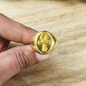 Nueva Llegada Anillo Gótico Ankh Bohemio de Latón para Hombre, Bañado en Oro, Símbolo Egipcio Llave de la Vida, Cruz, Venta al por Mayor, Anillo Religioso - Product Image 4