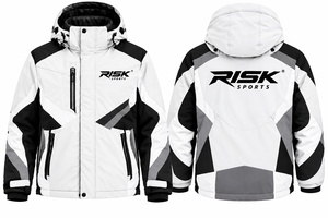 Veste de ski en duvet blanc et noir, veste d'extérieur d'hiver avec capuche, fermeture éclair, sports de neige, unisexe - Product Image 4