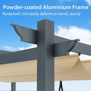 Pergola Retrattile in Alluminio per Esterni con Tettoia 10 x 12 Piedi, Struttura a Traliccio per Viti - Product Image 5