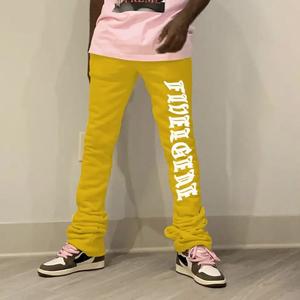 Wholesale Printed Custom Trending Now Jogger Pants Plus Size Men's <b>Split</b> Stack Flare Drawstring Sweatpants Flare Sweatpants - Product Image 2