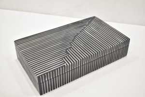 Luxury Decorative Storage <b>Box</b> MDF Resin Striped Design Rectangular Organizer <b>Box</b> with Lid for Home Office Decor - Product Image 2