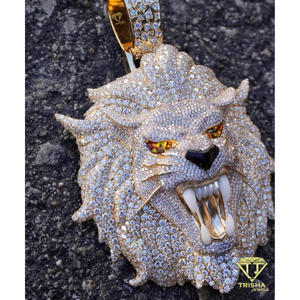Luxury Hip Hop Animal Head Pendant Lab Grown Diamond Bling Necklace Jewelry Piece For Men Women - Product Image 4