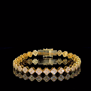 Pulsera Floral de Diamantes Naturales en Oro de 14 Quilates Hecha a Mano, Diamantes Genuinos, Proveedor de Joyería de la India - Product Image 2