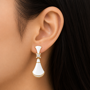 White Enamel <b>Stud</b> 925 Sterling <b>Silver</b> 18k Gold Plated Handmade Elegant Earrings For Women Jewelry Anniversary Gift - Product Image 4