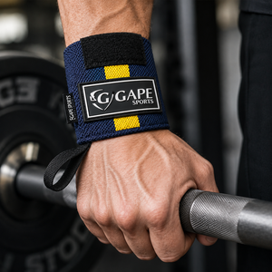 GAPE SPORTS Bandes de soutien pour poignets Bleu marine Jaune Réglables avec fermeture auto-agrippante Musculation Entraînement de force Unisexe Prix de gros - Product Image 5