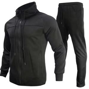 Men Color Blocking Tracksuit Set Full <b>Zip</b> <b>Hooded</b> Sweatshirt With Side Pockets Sporty Autumn Wear Regular Fit Polyester Cotton - Product Image 3