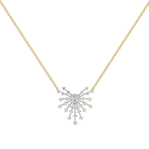 Collar con Colgante de Copo de Nieve, Oro Sólido de 18K, Diamante Redondo con Engaste de Garras, Cadena de Serpiente, Lujo Unisex para Uso Diario, Certificado GIA - Product Image 1