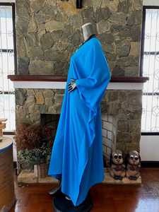 ชุดเดรสคาฟทันผ้าเรยอนย้อมสีฟ้าพาสเทล คอวี ทรงหลวม ใส่สบาย ไซส์ใหญ่ สำหรับผู้หญิง - Product Image 2