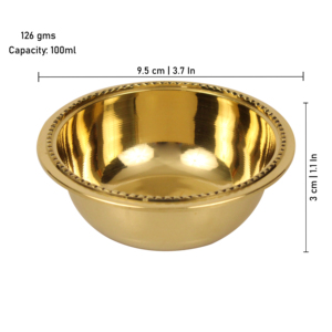 Tazón Katori Dana de Latón con Puntos, Tamaño Pequeño, Tazón Tradicional para Servir Frutos Secos, Prasadam y Decoración del Hogar - Product Image 2